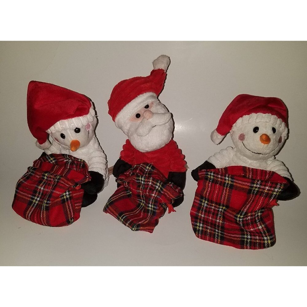 3 Dan Dee Christmas Plush Snowman Santa Claus Gift Bag Lot Stuffed Animal Toy